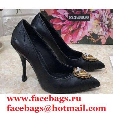 Dolce & Gabbana Heel 10.5cm Quilted Leather Devotion Pumps Black 2021 - Click Image to Close